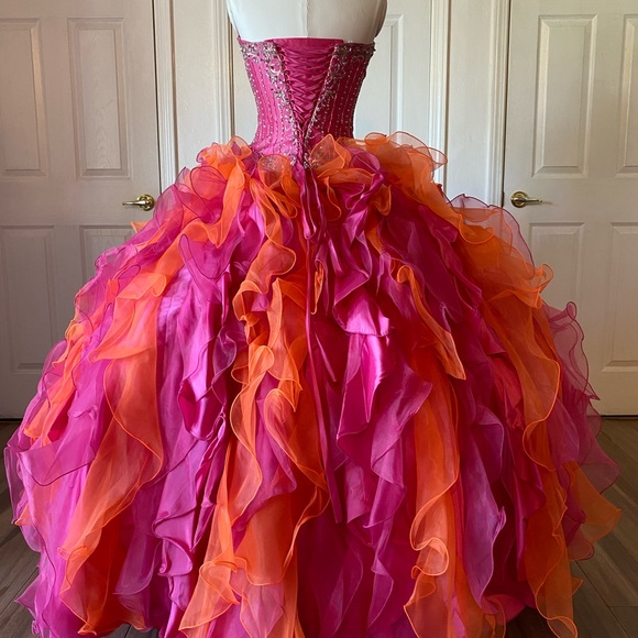 Fuchsia/Orange Quinceañera Dress - Picture 3 of 3